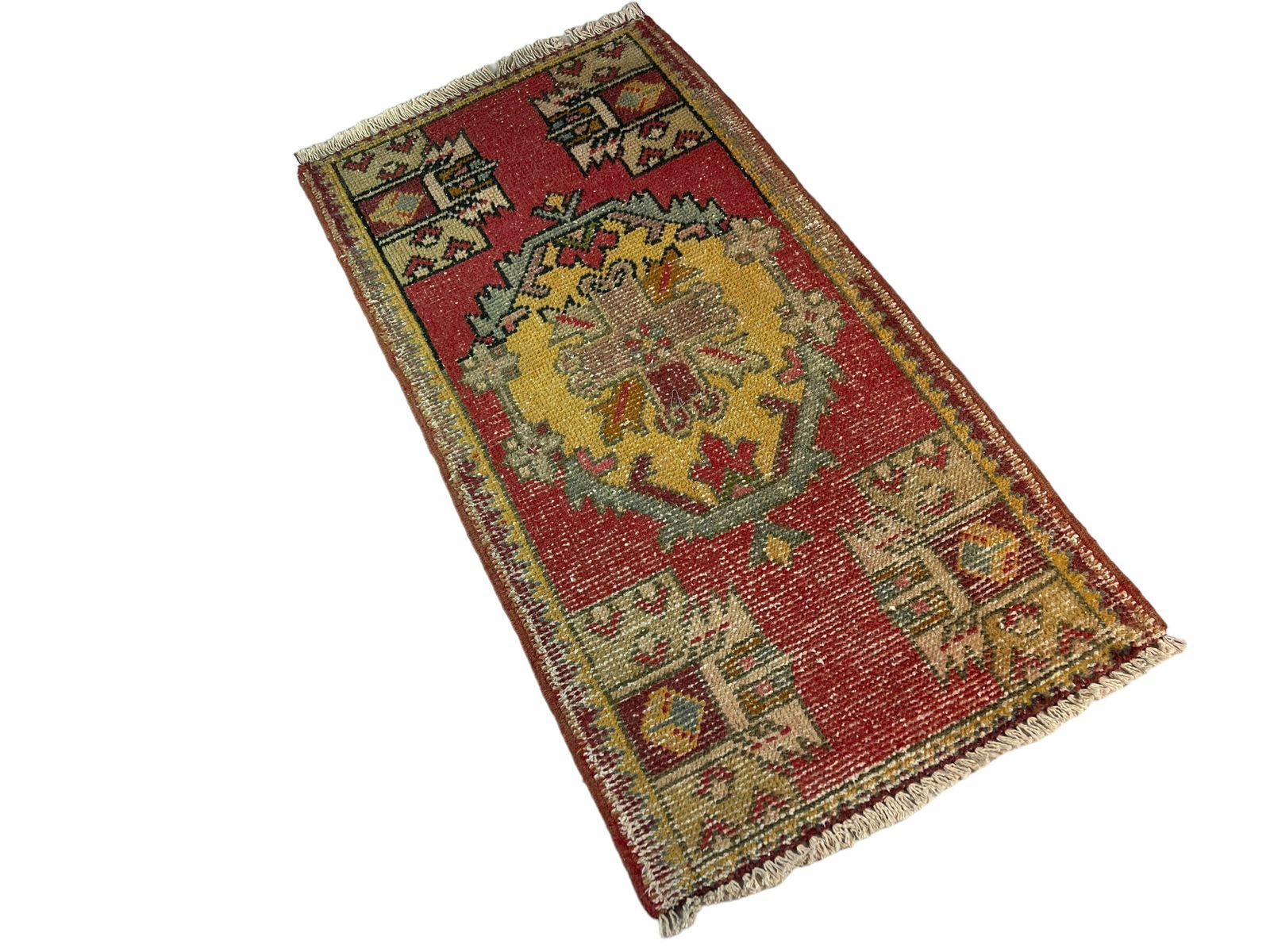 Traditional Turkish Anatolian Rug , Vintage Anatolian Turkish Rug 102 X 53 Cm photo vinterior