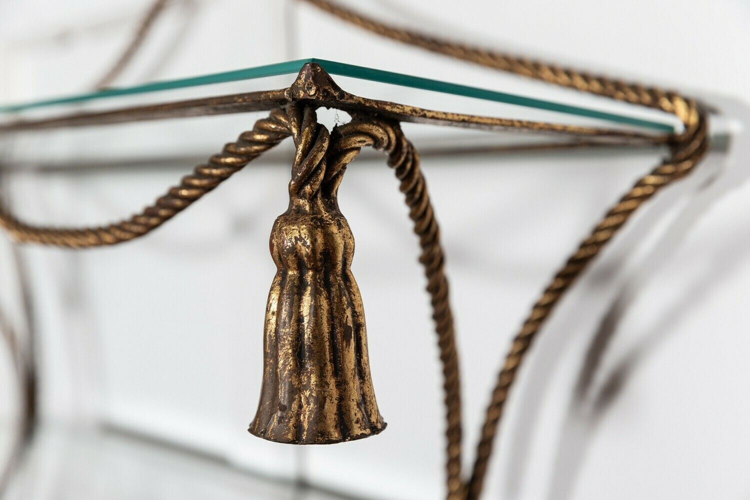 Mid.C Italian Gilt Iron Rope & Tassle Wall Shelves photo furniture