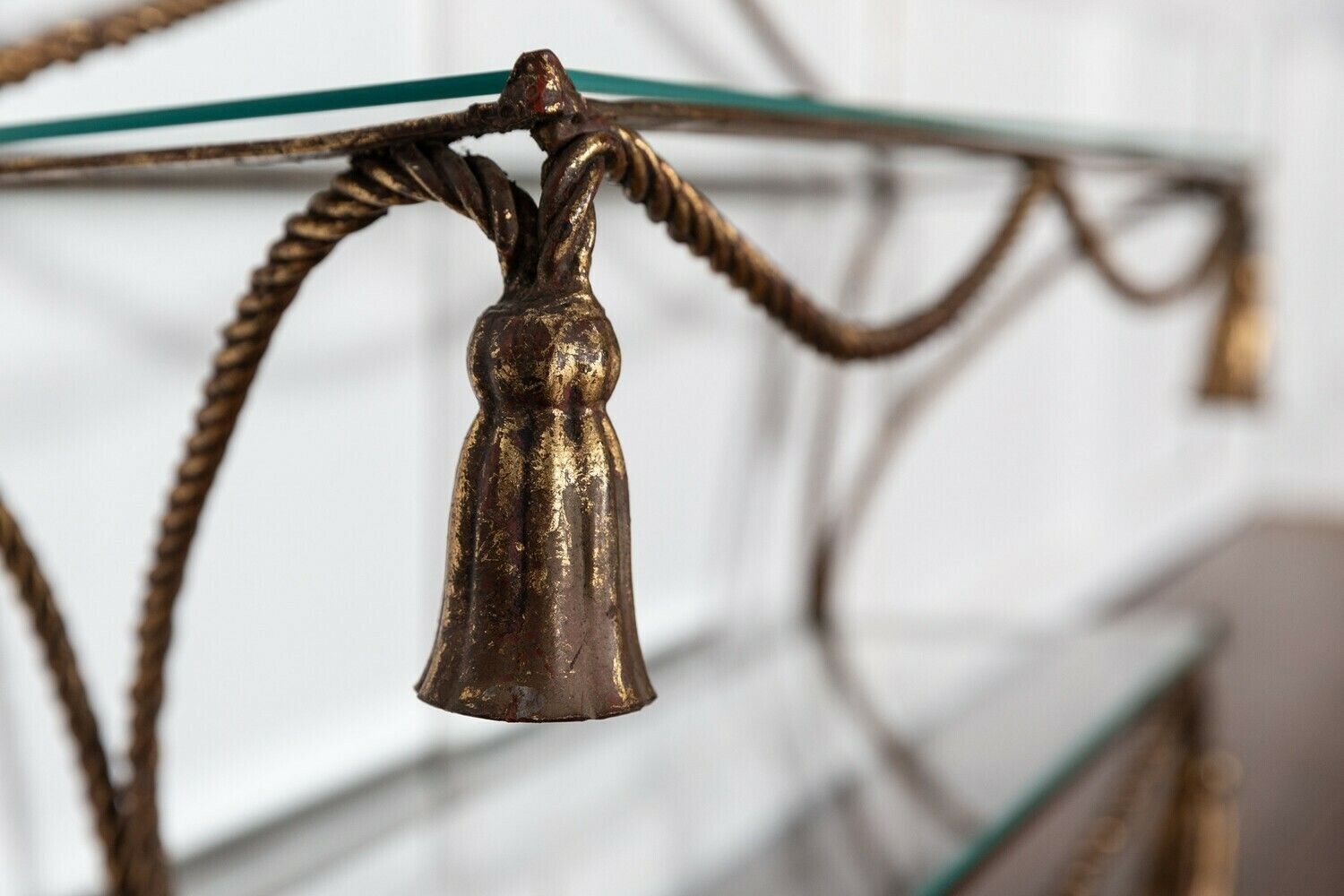 1122.0 Mid.C Italian Gilt Iron Rope & Tassle Wall Shelves photo