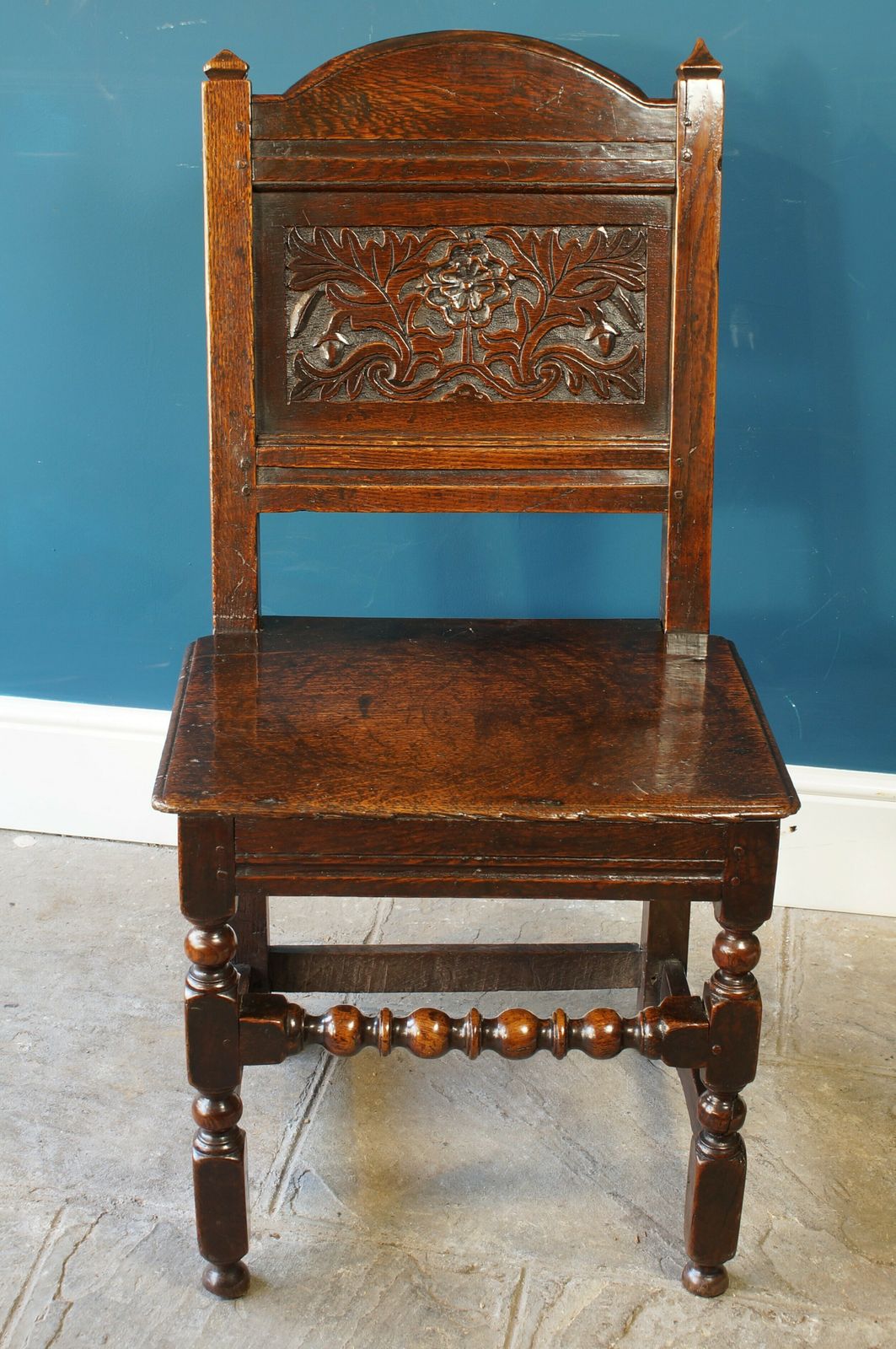 17th Century Oak Lancashire Chair.