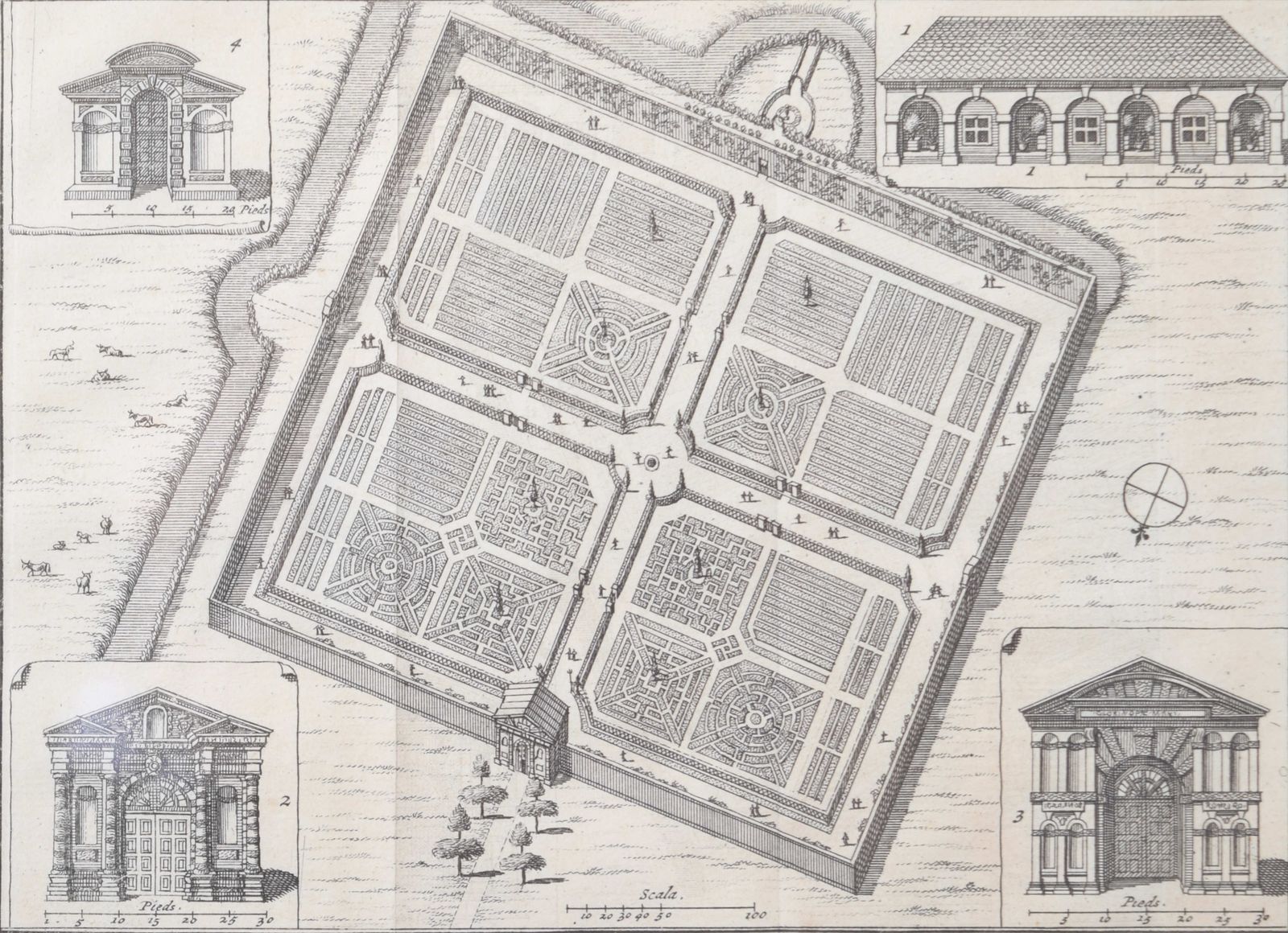 Pieter Van Der Aa (1659 1733), After David Loggan (1634–1692) The University Of Oxford Botanic Garden (1727) photo buy