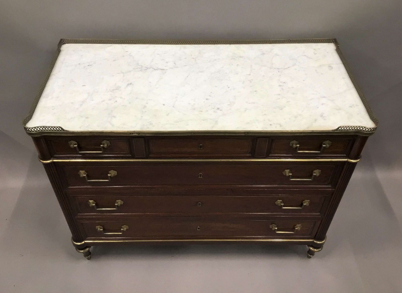 Furniture Late C18th Louis XVI Neoclassical Figured Mahogany Commode photo