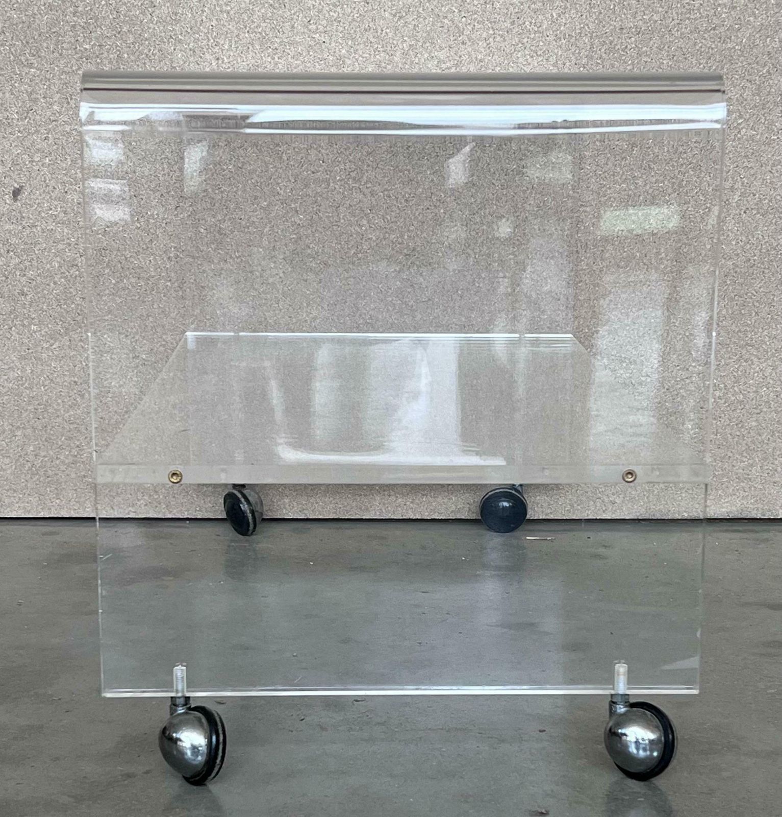 Mid Century Modern Side Or Center Table With Two Tiewr And Wheels, France, 1970s photo Furniture