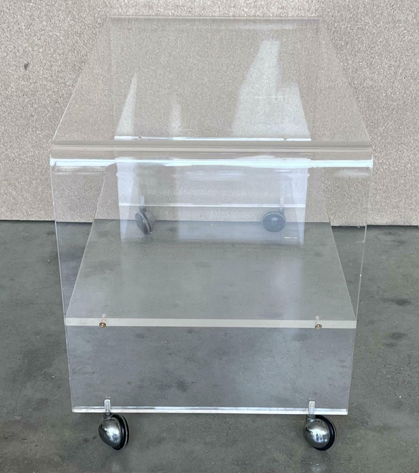 Mid Century Modern Side Or Center Table With Two Tiewr And Wheels, France, 1970s photo 1421.0