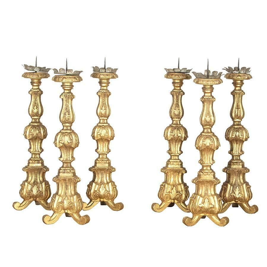 Collection Of Six 19th Century Italian Candlesticks