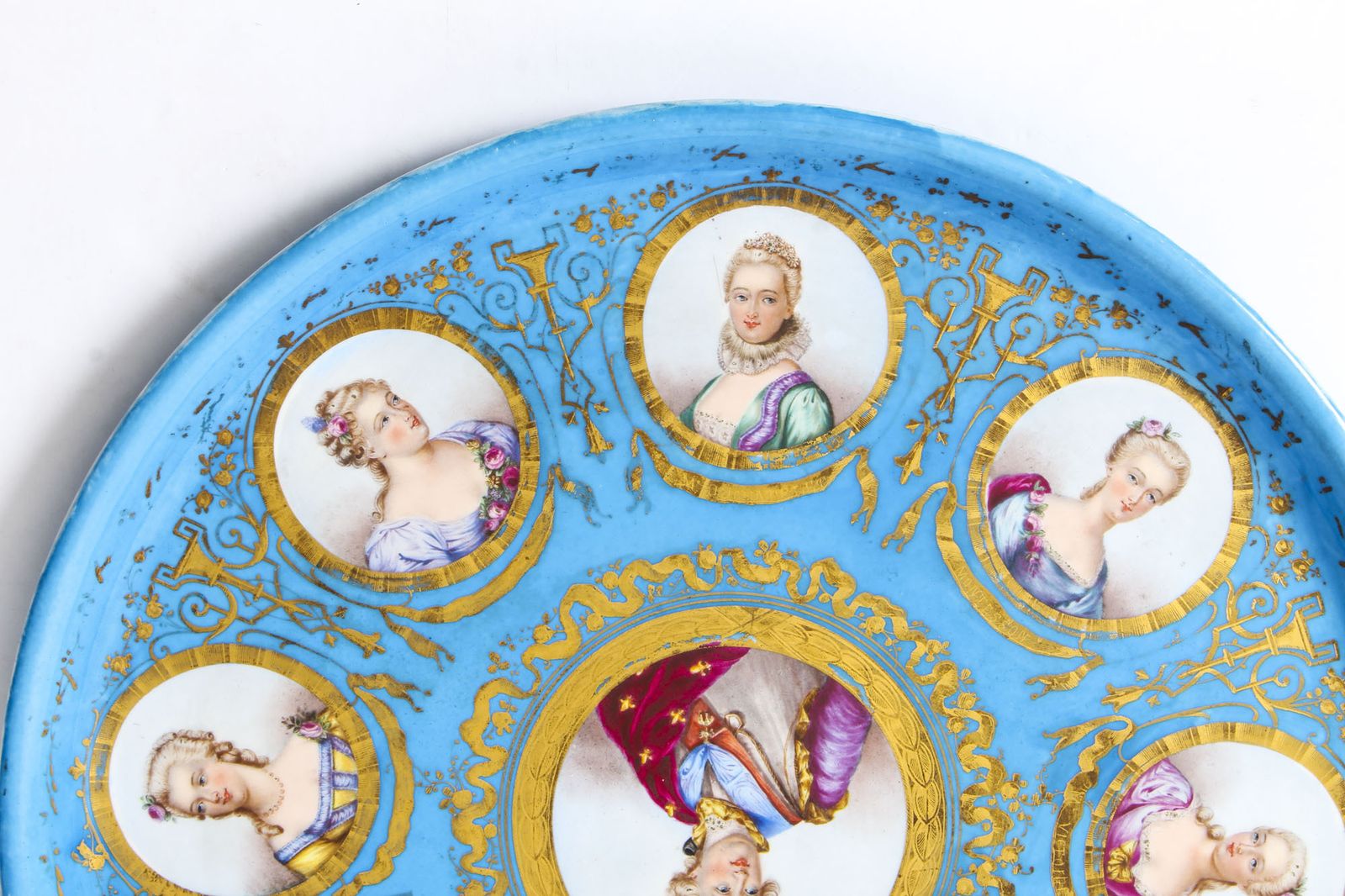 Antique 20 Inch Diam Sevres Porcelain Charger Of Louis XVI  19th Century photo vinterior