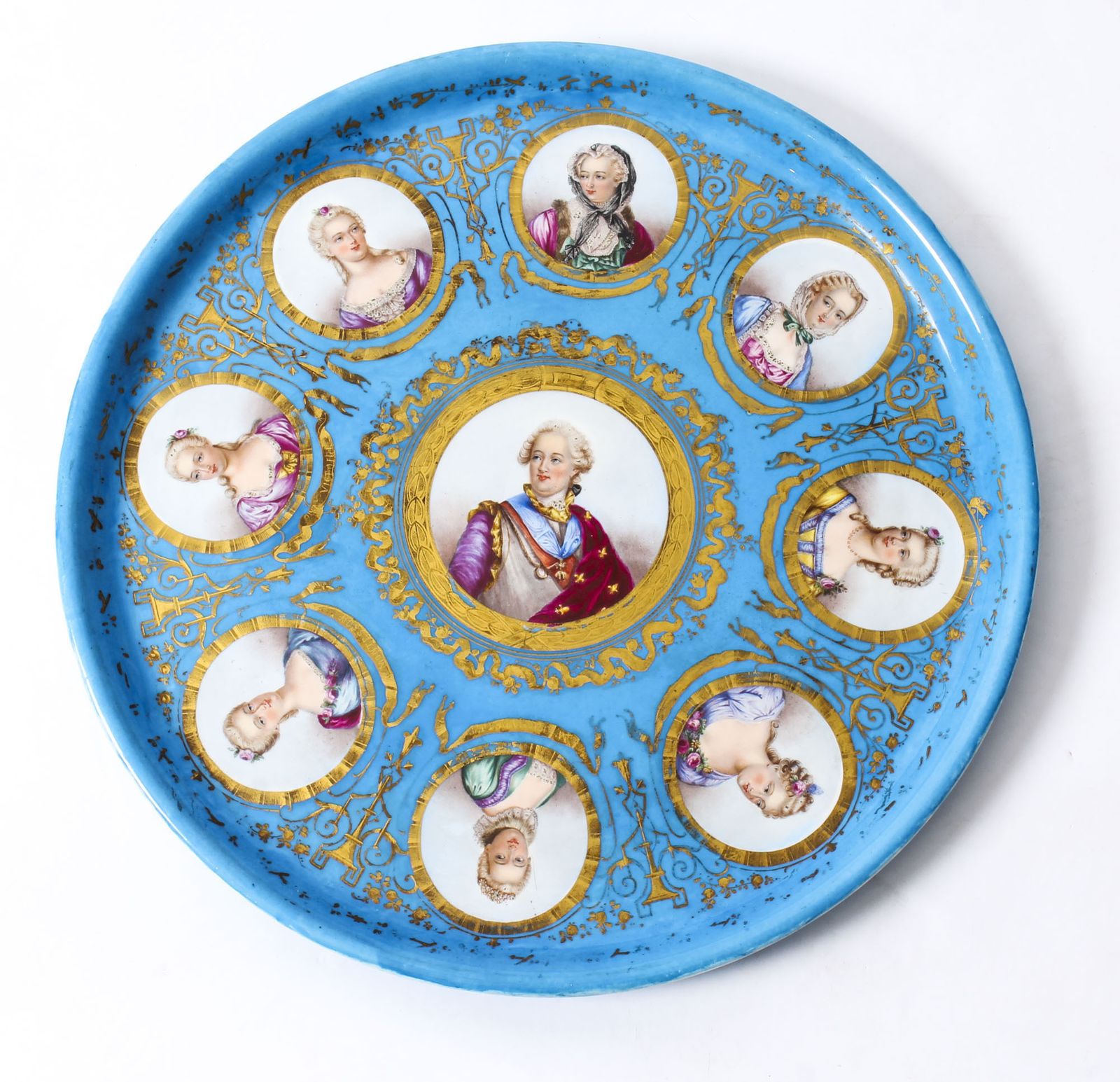 photo for sale Antique 20 Inch Diam Sevres Porcelain Charger Of Louis XVI  19th Century