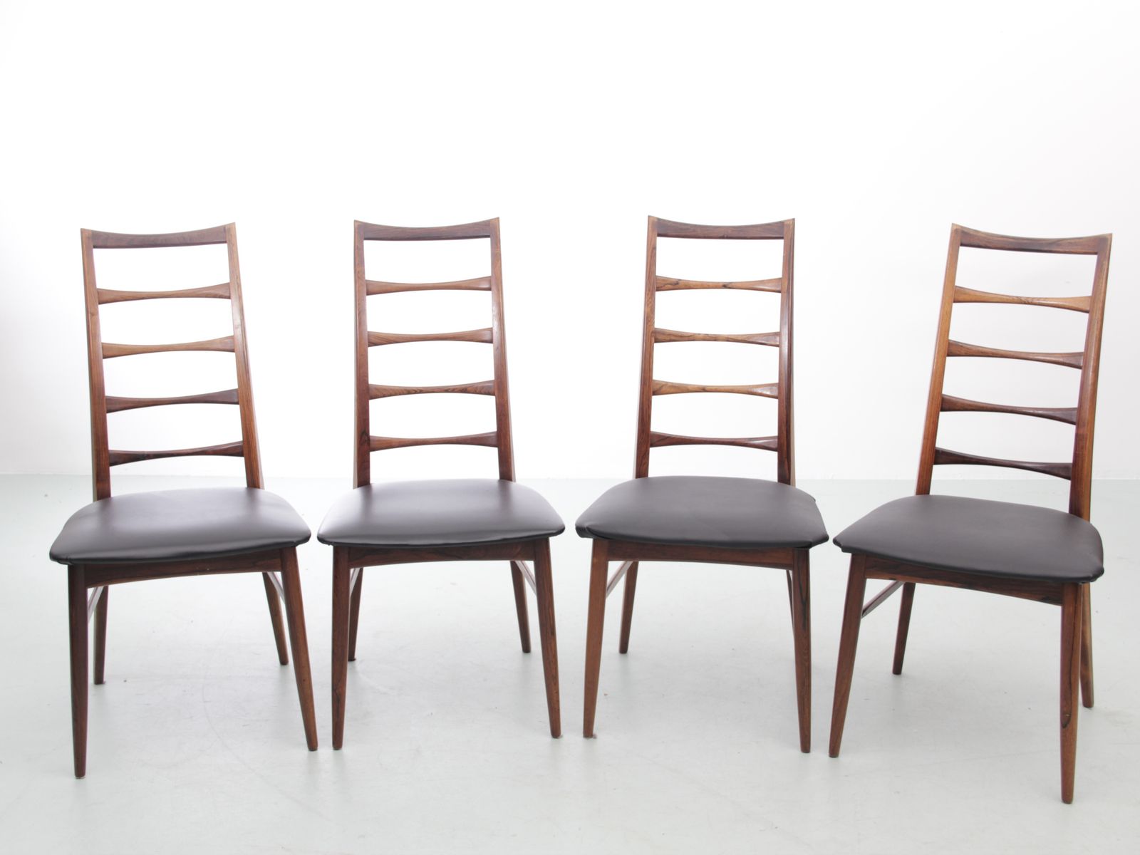 Mid Century  Modern Scandinavian Set Of 4 Teak Chairs Model Lis  By Niels Koefoed