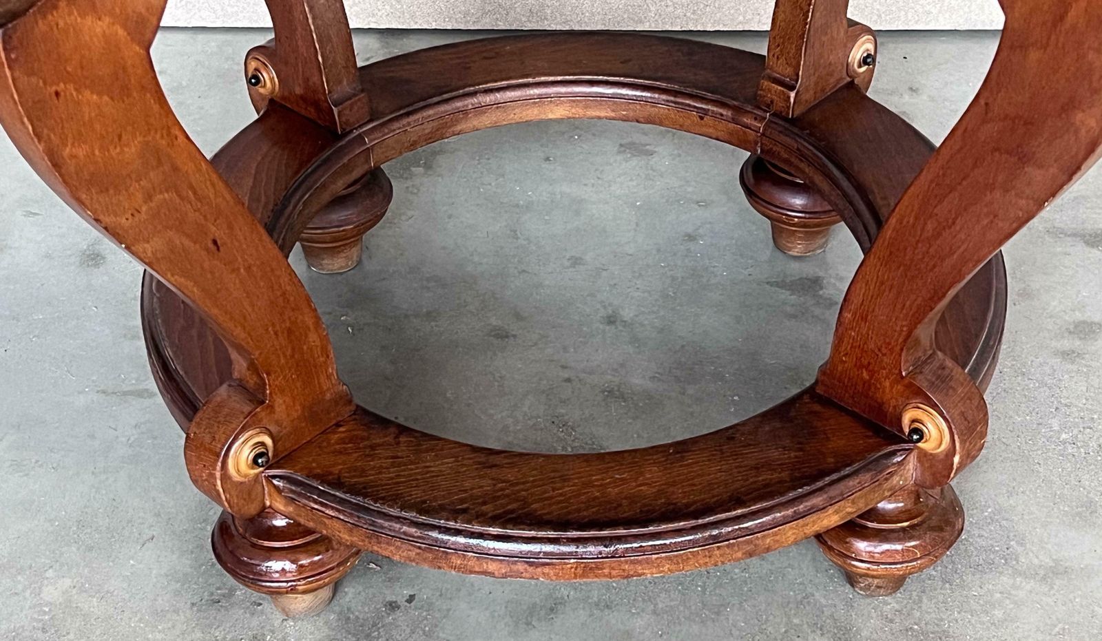 photo furniture 20th French Marquetry Round Center Table With Four Cabriole Legs '2 Available'