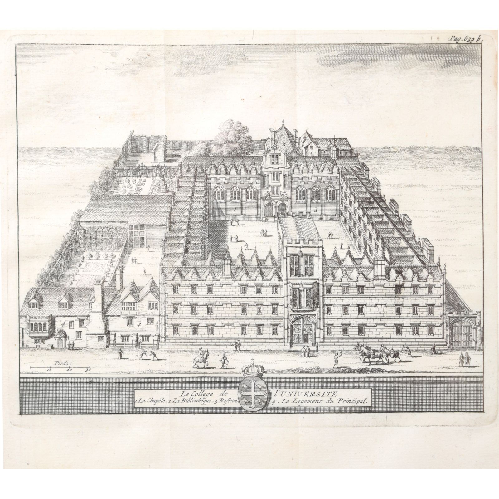 University College, Oxford Engraving By Pieter Van Der Aa After David Loggan