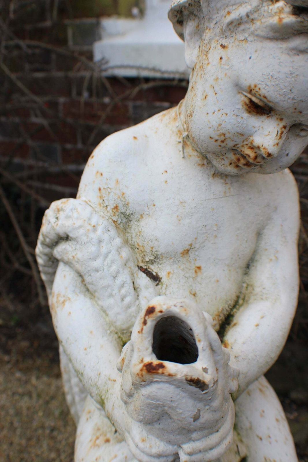 A French Painted Cast Iron Water Putti By A. Durenne, 19th Century photo furniture
