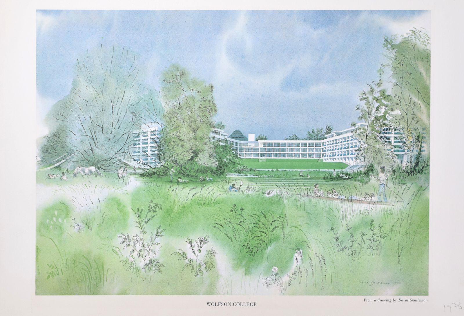 David Gentleman (Born 1930) Wolfson College, Oxford (1976) photo for sale