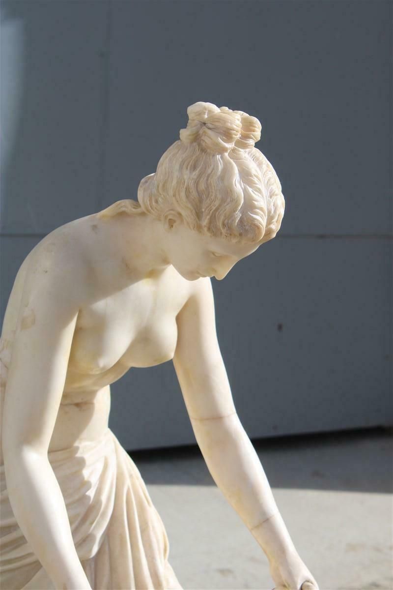 Lady In Solid Italian Art Nouveau Marble With Column And Fountain 1910 photo for sale