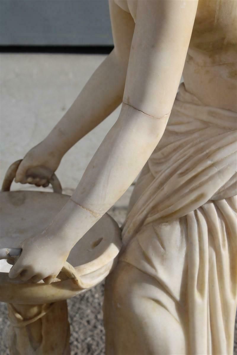Lady In Solid Italian Art Nouveau Marble With Column And Fountain 1910 photo vintage