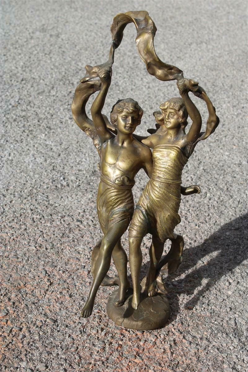 Solid Bronze Figurative Allegorical Art Nouveau With Him And Her Italy 1910 photo furniture
