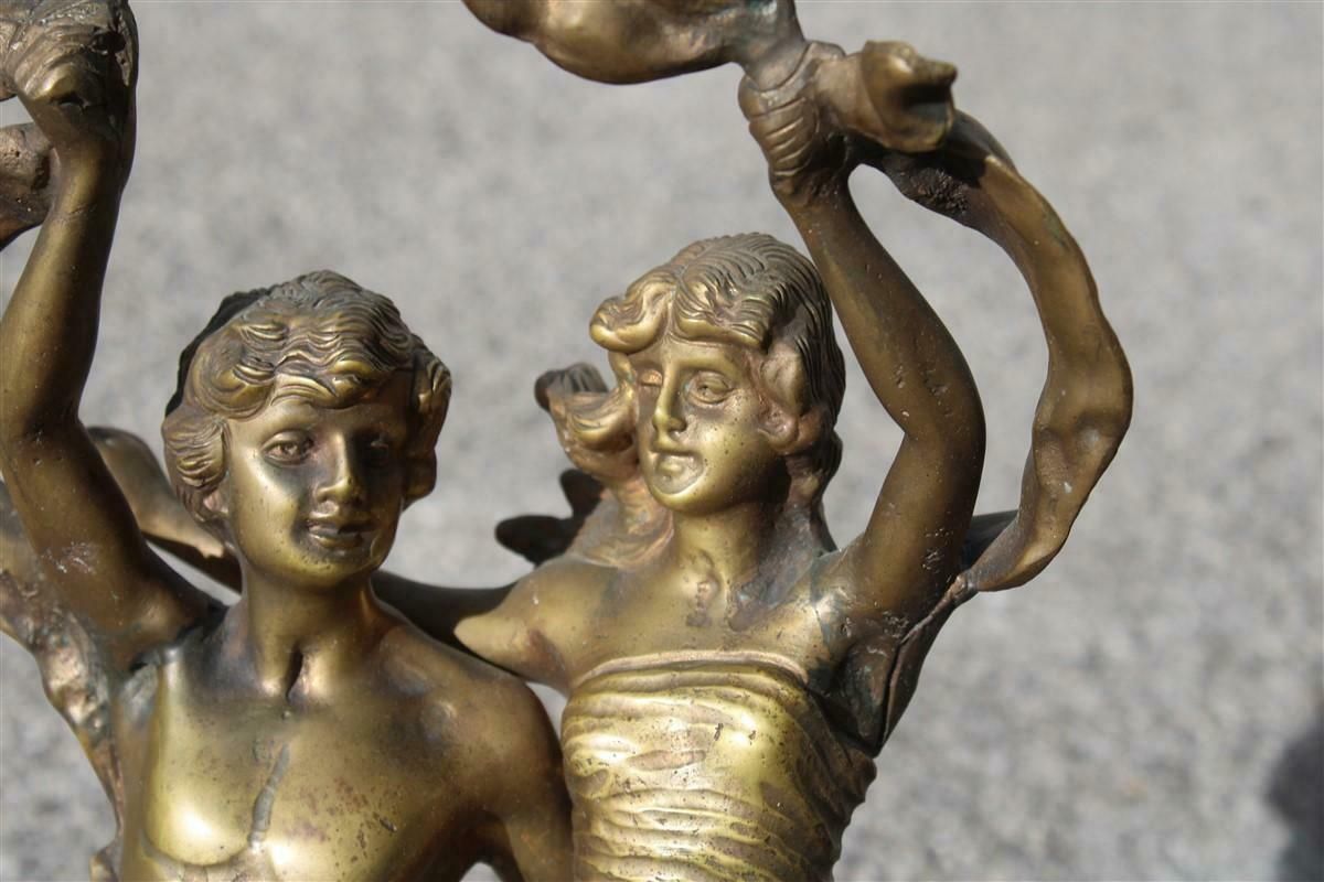 Solid Bronze Figurative Allegorical Art Nouveau With Him And Her Italy 1910 photo for sale