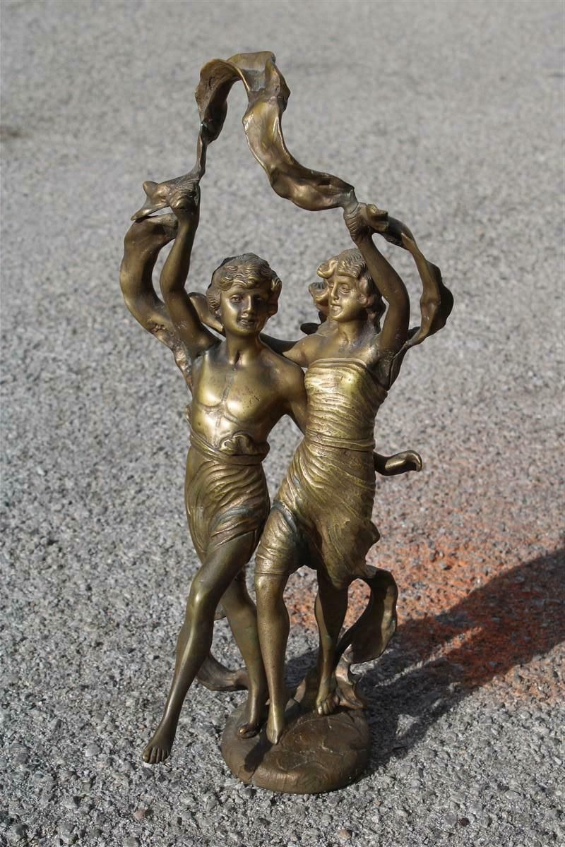 photo vinterior Solid Bronze Figurative Allegorical Art Nouveau With Him And Her Italy 1910
