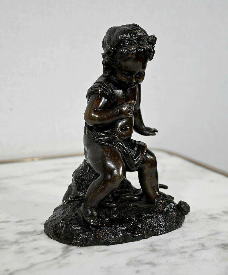 Bronze “Putto With The Arc” – 19th Century photo for sale