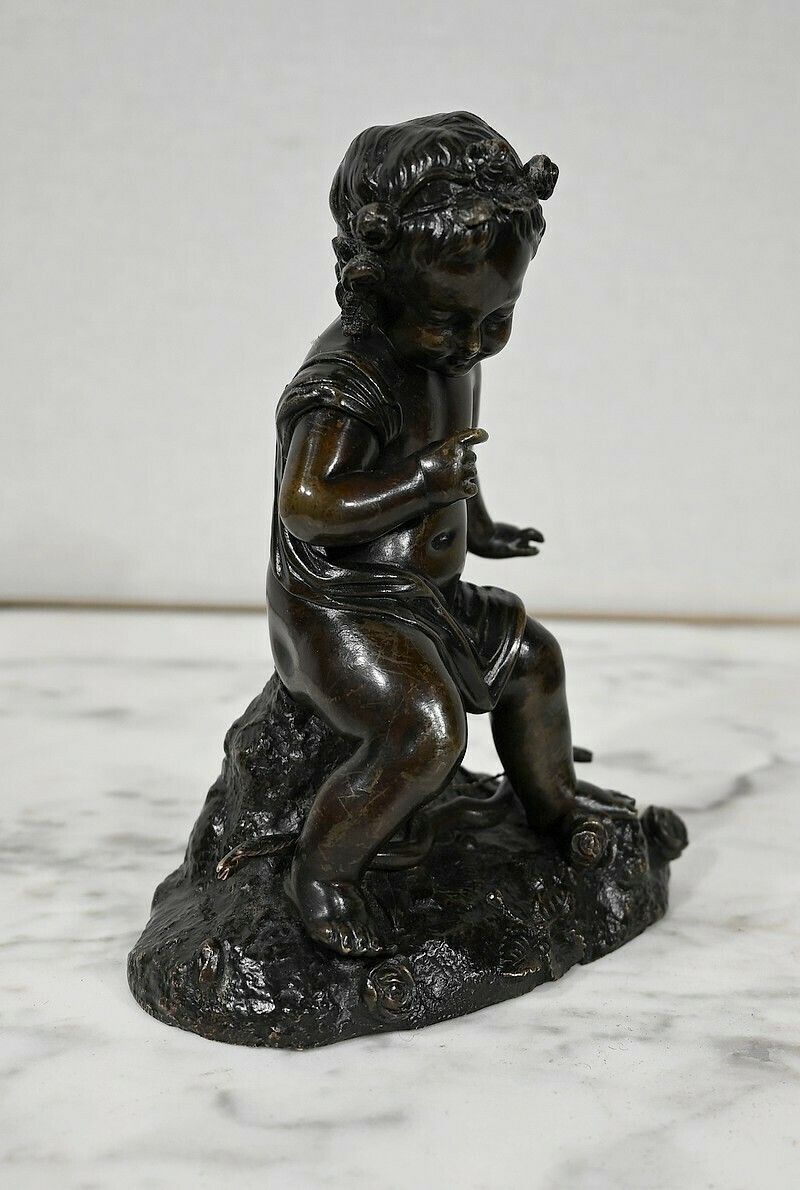 photo vintage Bronze “Putto With The Arc” – 19th Century