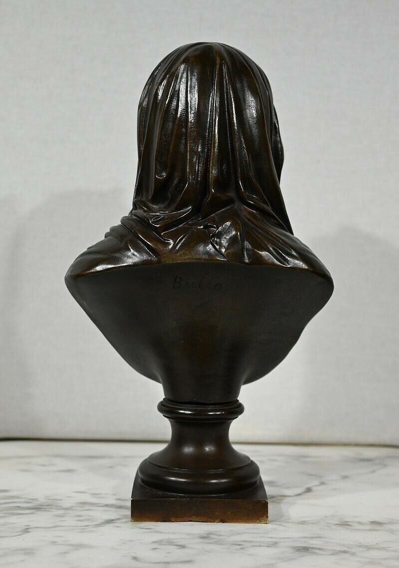 photo vinterior Bronze “The Virgin Mary”, J. Bulio – 19th Century