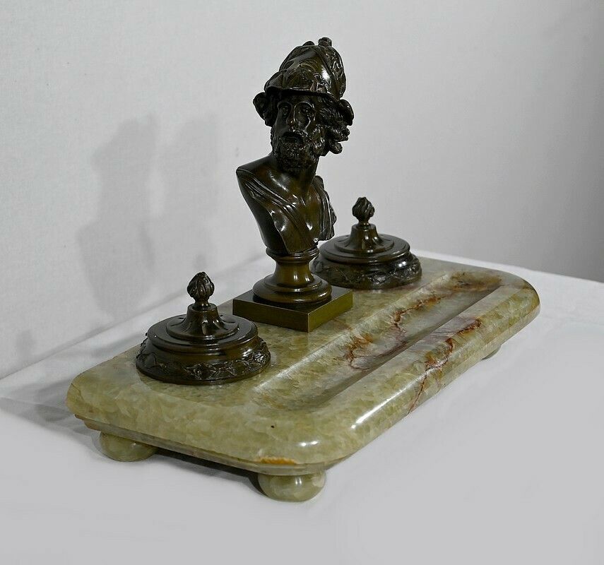 Important Inkwell In Onyx From Pakistan And Bronze, Late 19th Century photo furniture