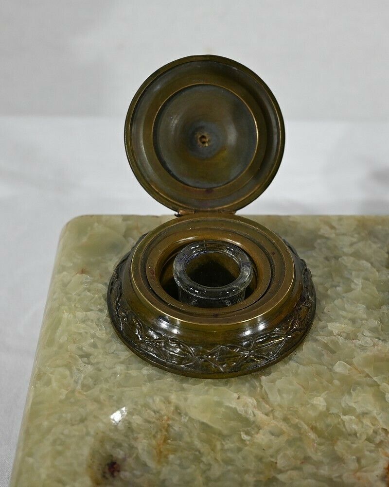 photo buy Important Inkwell In Onyx From Pakistan And Bronze, Late 19th Century
