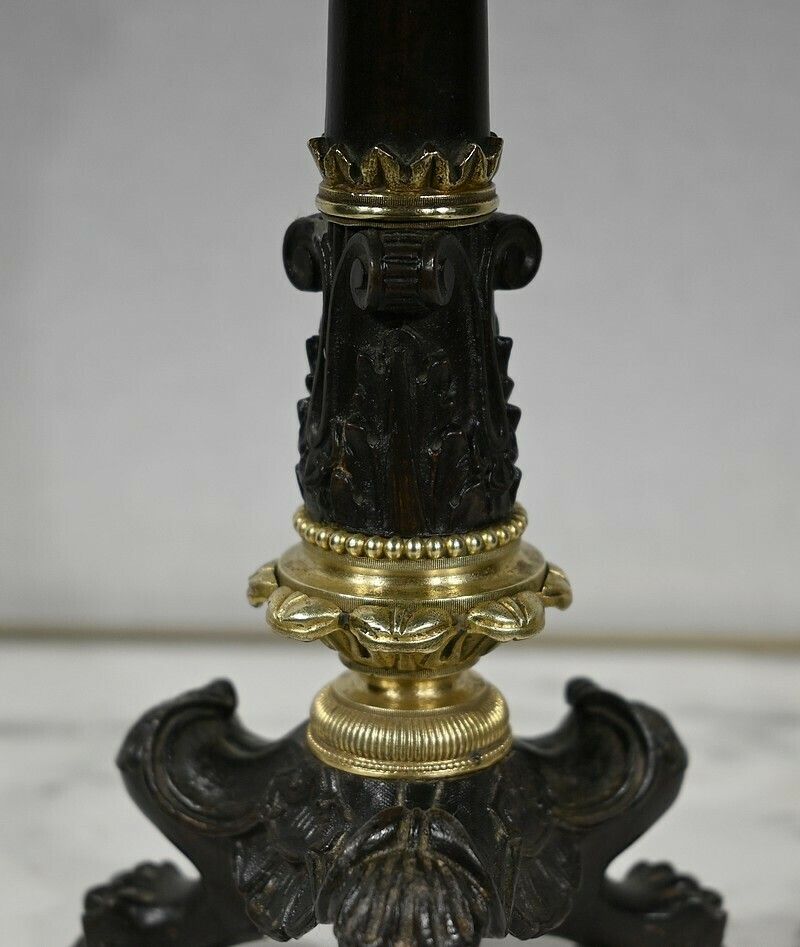 Pair Of Bronze Candlesticks, Restoration Period, Early 19th Century photo buy