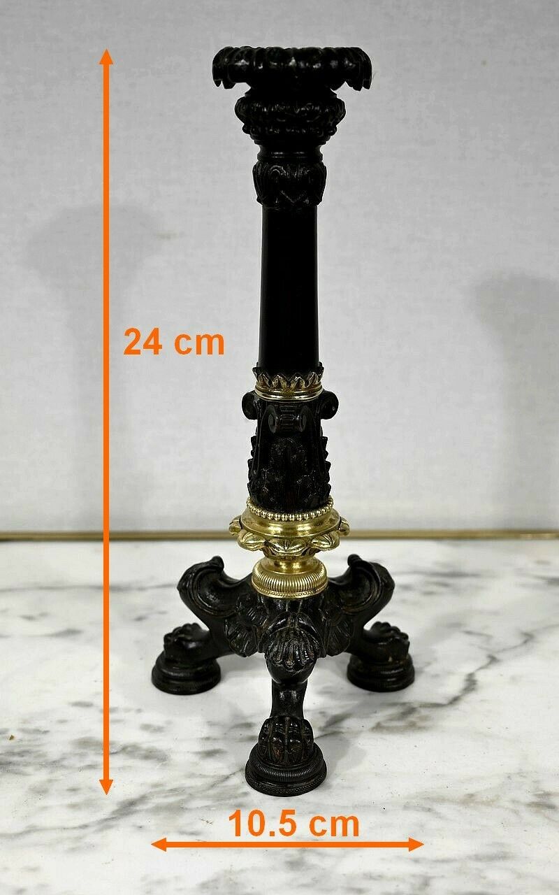 793.1 Pair Of Bronze Candlesticks, Restoration Period, Early 19th Century photo