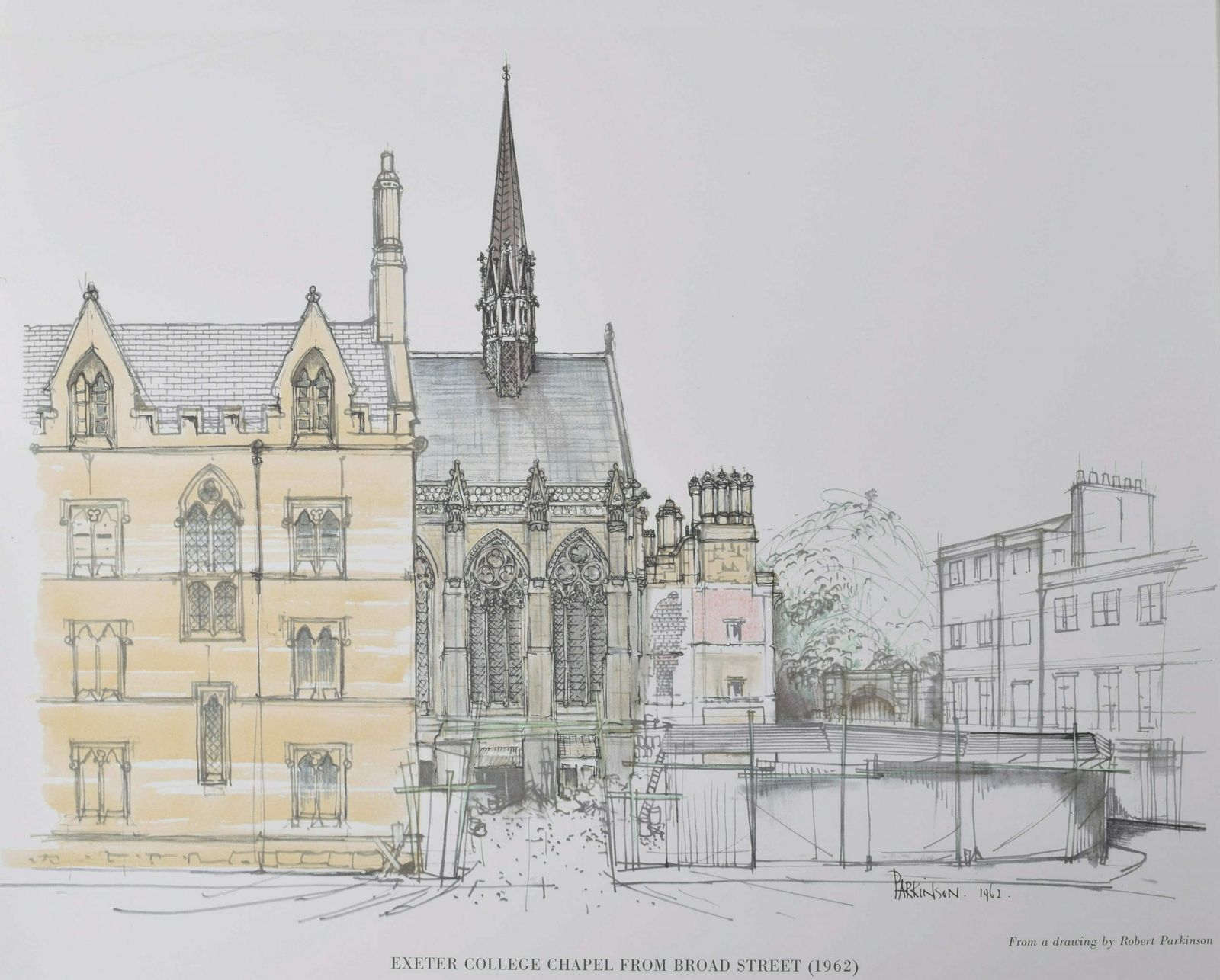 Robert Parkinson Exeter College Chapel From Broad Street (1964) photo vinterior