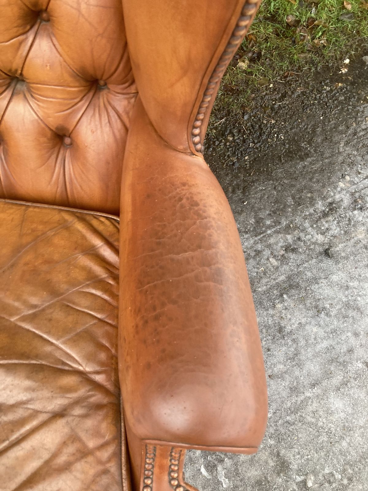 Leather Wing Back Chair photo for sale