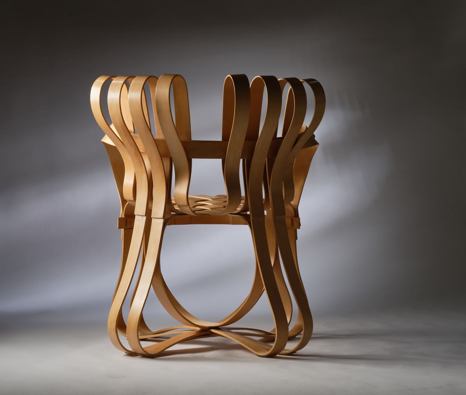 photo for sale Extremely Rare Frank Gehry For Knoll White Maple Bentwood 'Cross Check' Chairs, Circa 1990's.