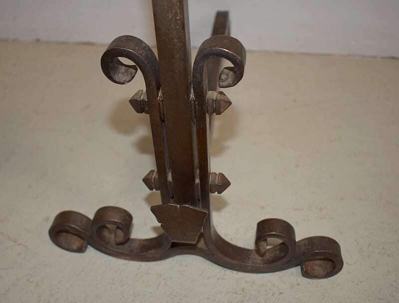 photo vinterior Pair Of Wrought Iron Andirons, Late 19th Century
