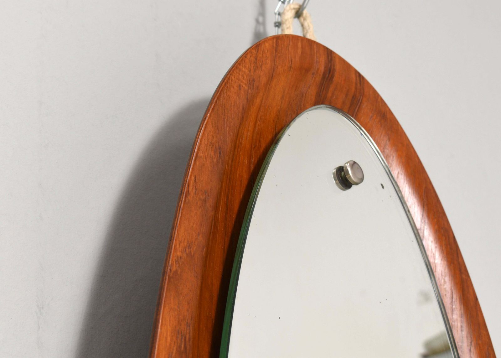 Italian Teak Wall Mirror By Mac Arredamenti, Italy, Circa 1950 photo buy