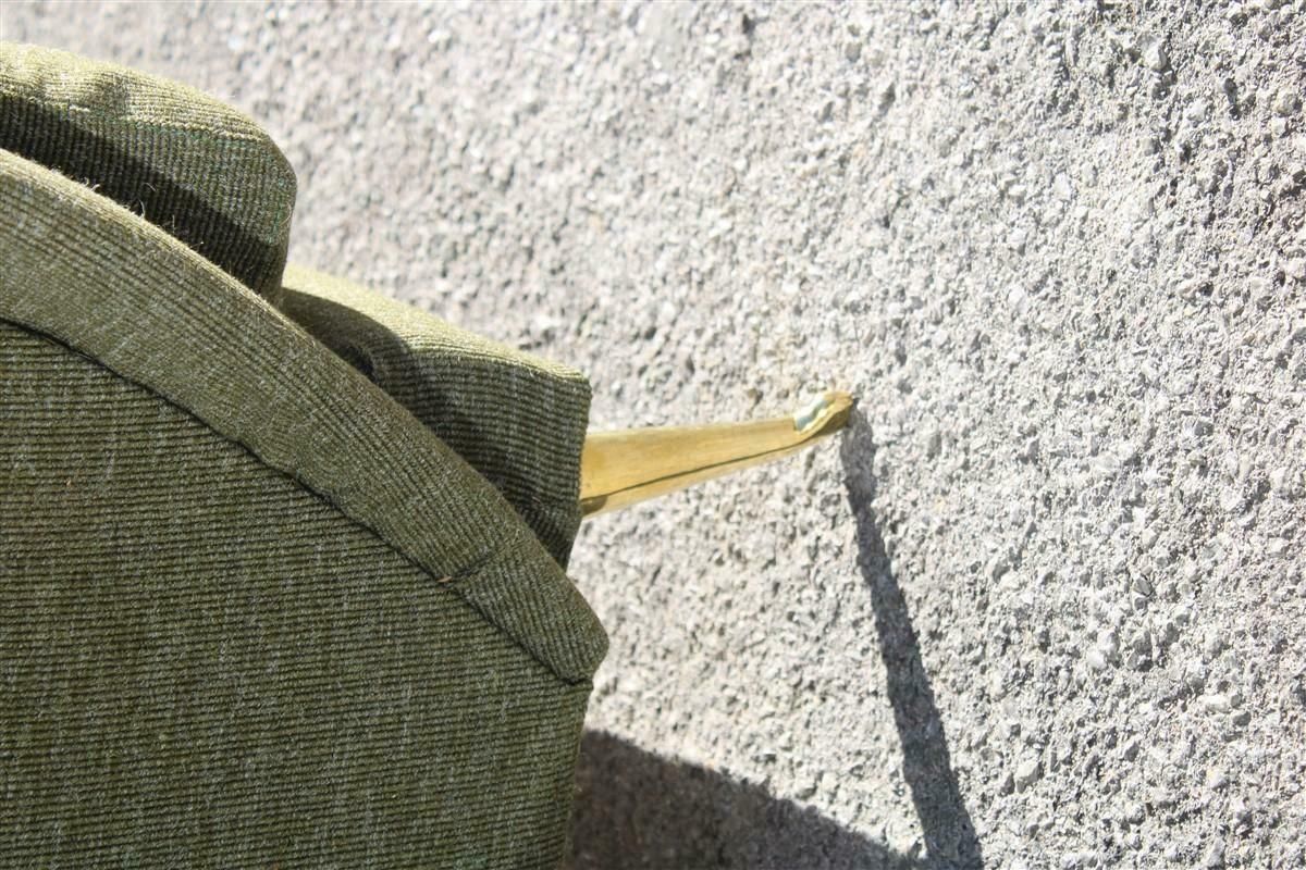 Mid Century Pair Armchairs Isa Bergamo 1950s Green Fabric Brass Feet photo vinterior