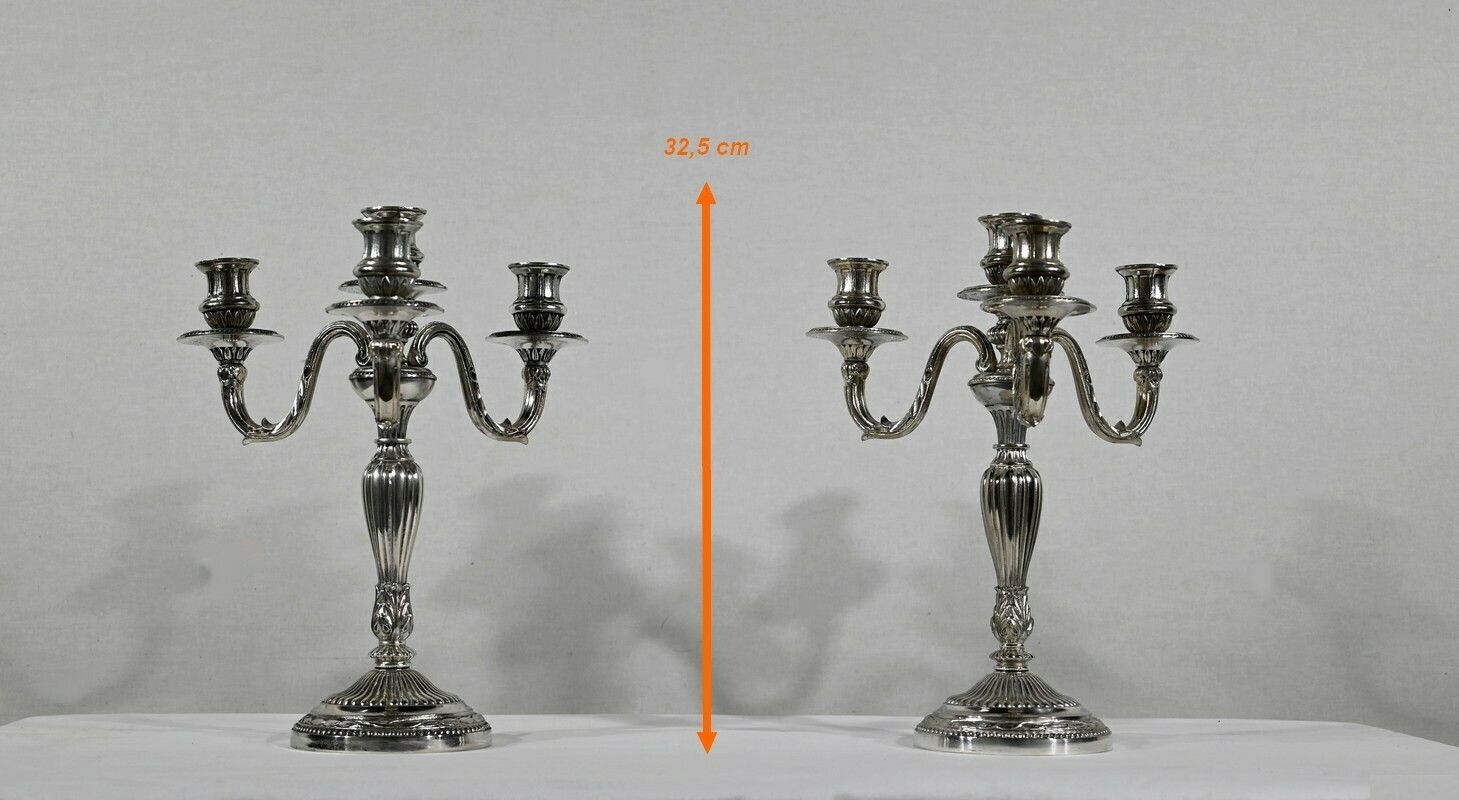 photo buy Pair Of Silver Bronze Candlesticks   Late 19th Century