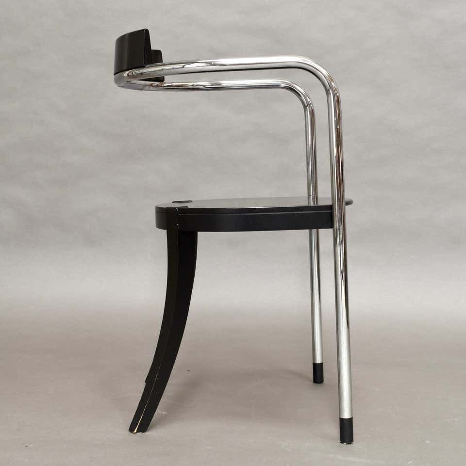 Pair Of Chrome Dining Armchairs By David Palterer For Zanotta, Italy, 1987 photo vinterior