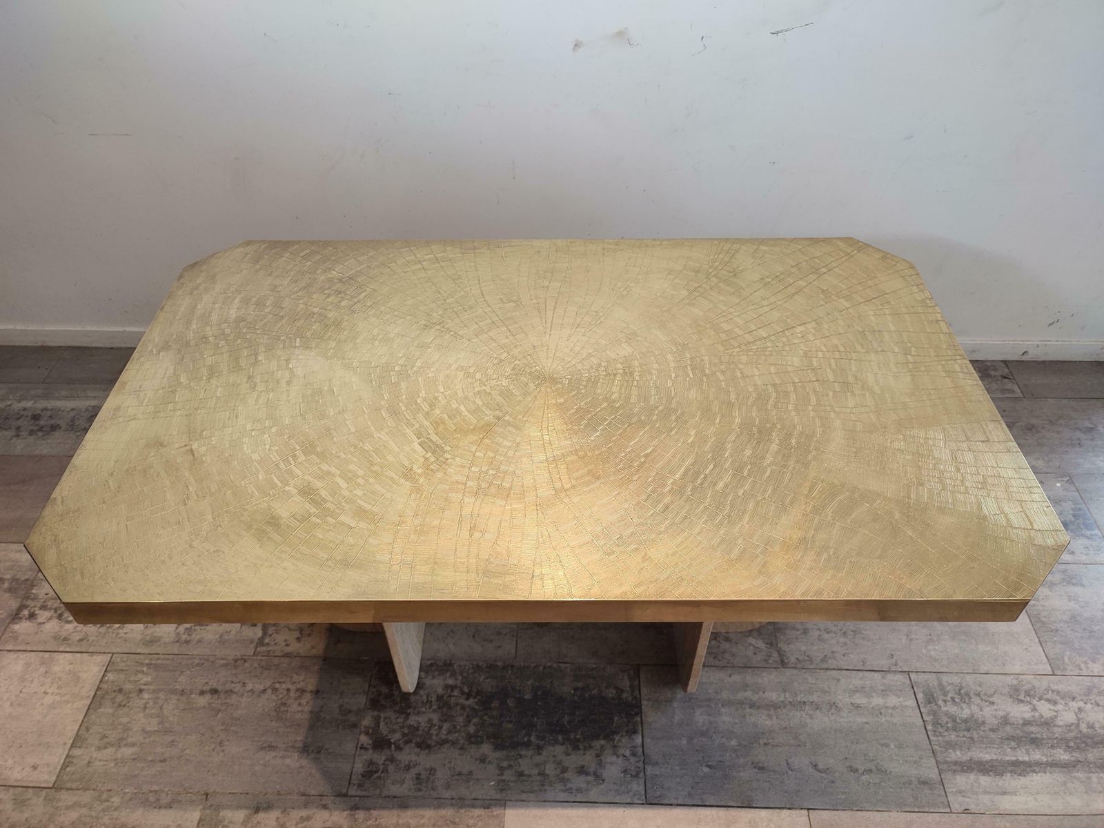 Brass Etched Dining/ Desk Table By "Georges Mathias" photo for sale