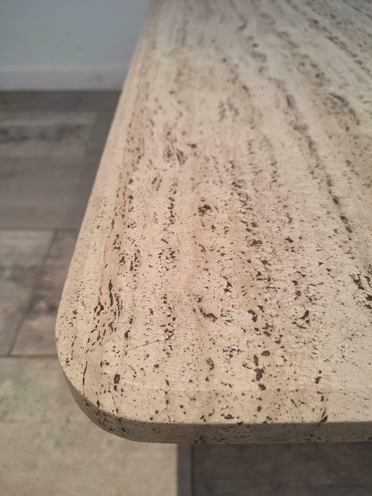 Square Travertine Rough Coffee Table From France photo vinterior