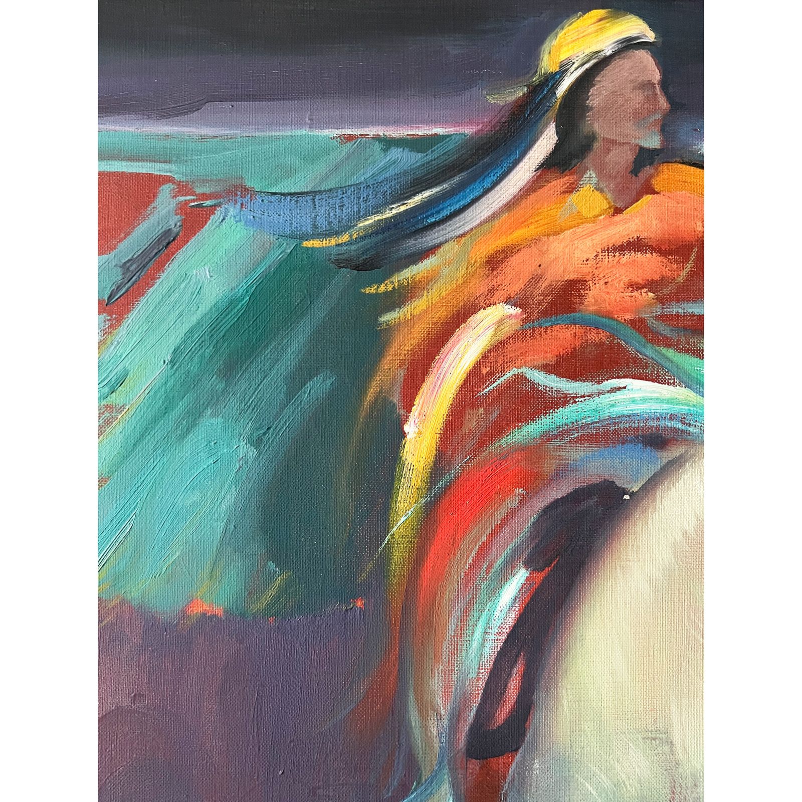 Horse And Rider Colourful Oil On Canvas Painting By Wajih Nahle photo 15000.0