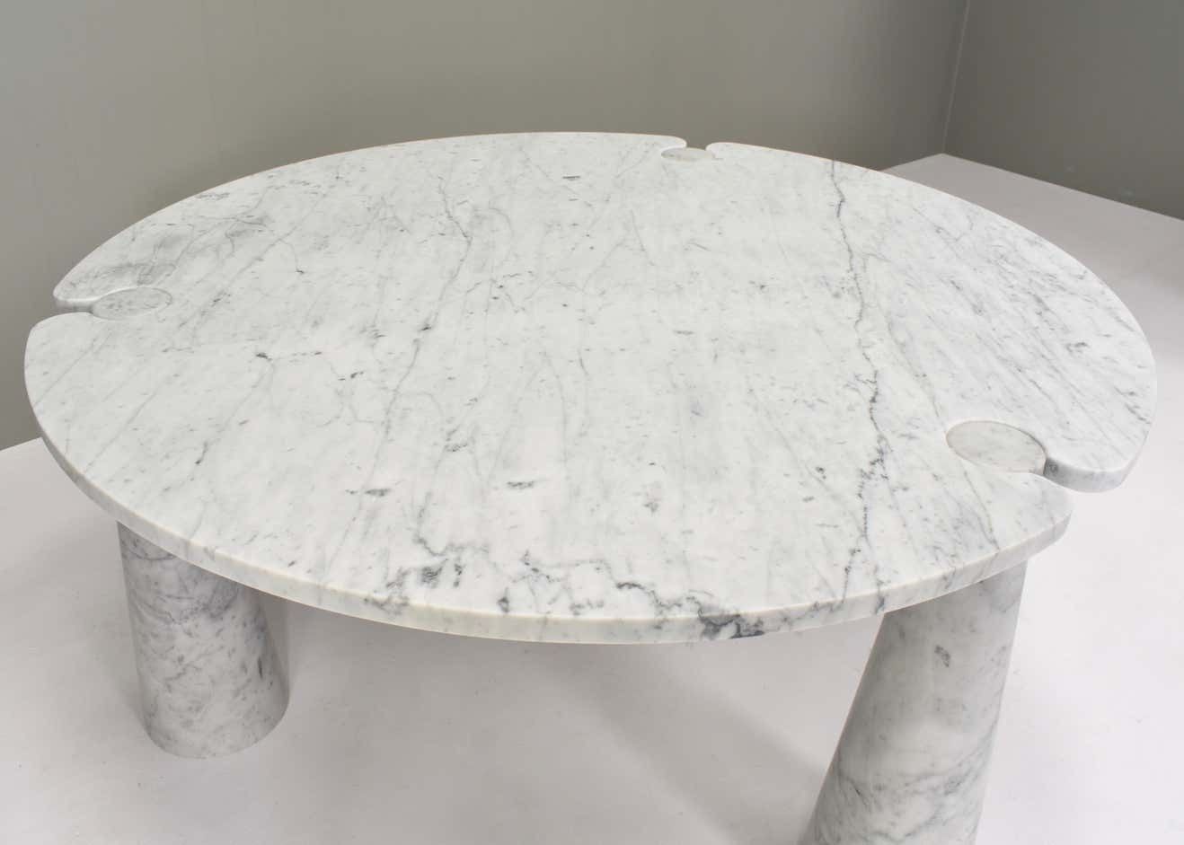 photo for sale Mangiarotti Eros Round Dining Table Carrara Marble Skipper, Italy, Circa 1970