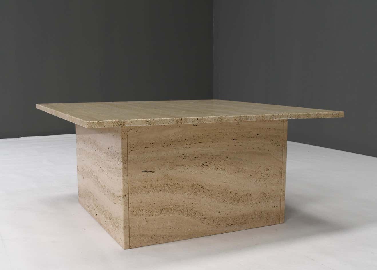 Square Travertine Coffee Table In The Style Of Up&Up Mangiarotti, Italy, 1970 photo vinterior