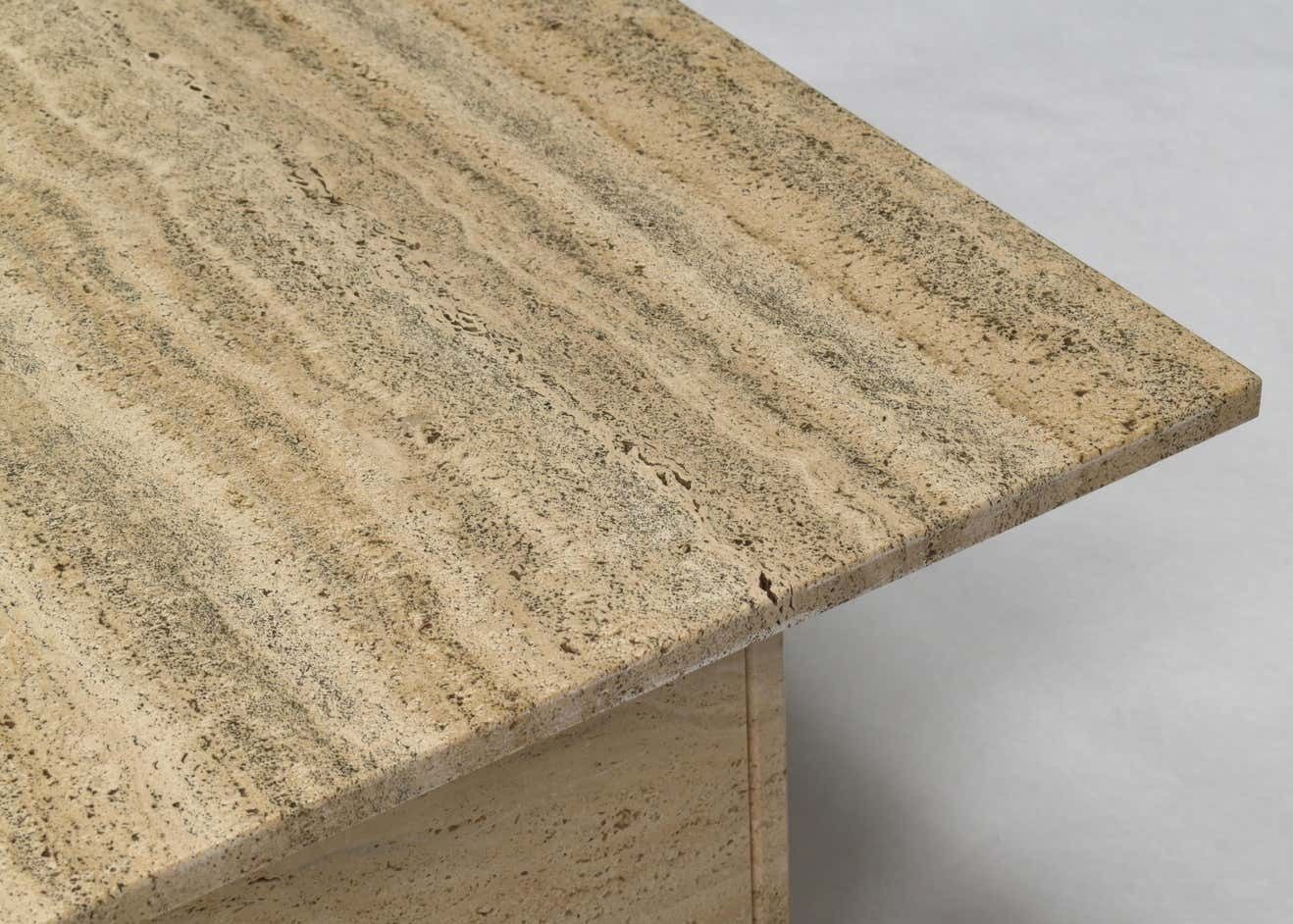 photo for sale Square Travertine Coffee Table In The Style Of Up&Up Mangiarotti, Italy, 1970