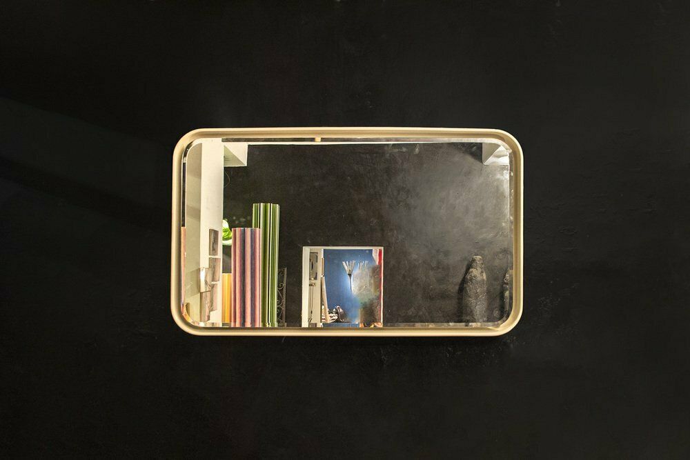 Verlichte Spiegel Met Glasvezelen Lijst, Italië, Jaren 1970