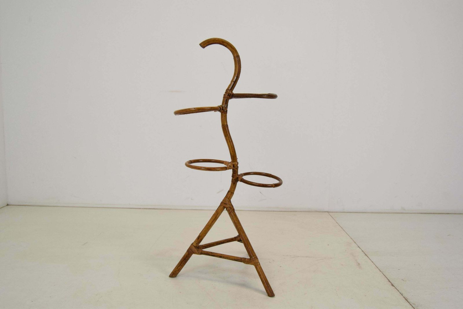 Mid Century Rattan And Bamboo Flower Stand, Bonaccina Attributed,1950's. photo furniture