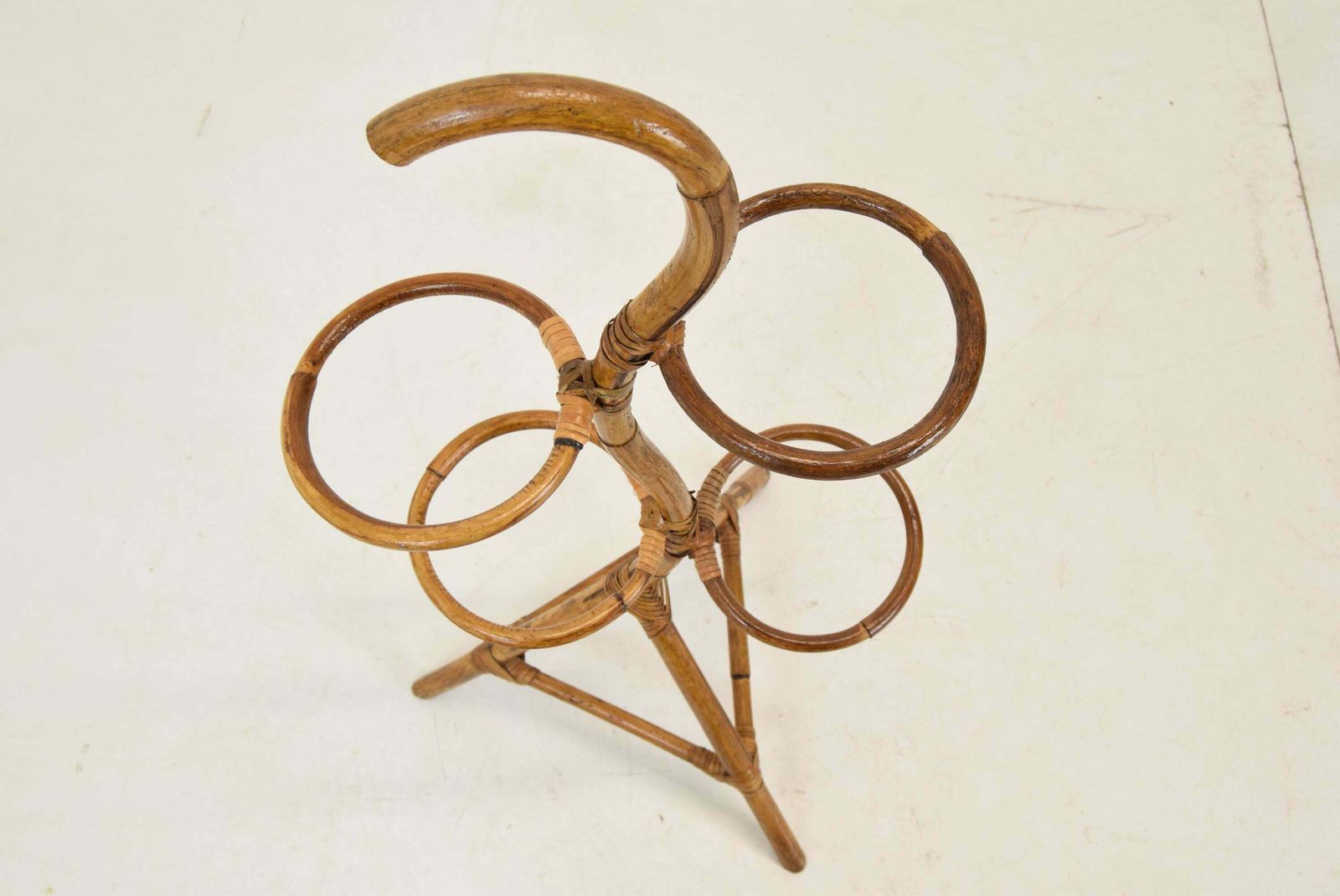Mid Century Rattan And Bamboo Flower Stand, Bonaccina Attributed,1950's. photo Garden Decor