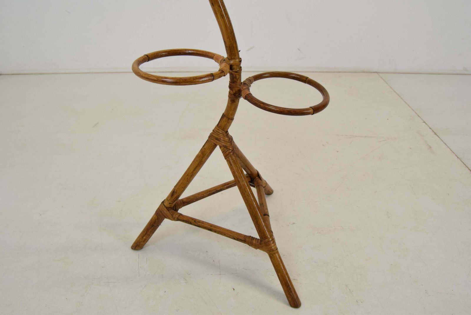 Mid Century Rattan And Bamboo Flower Stand, Bonaccina Attributed,1950's. photo buy