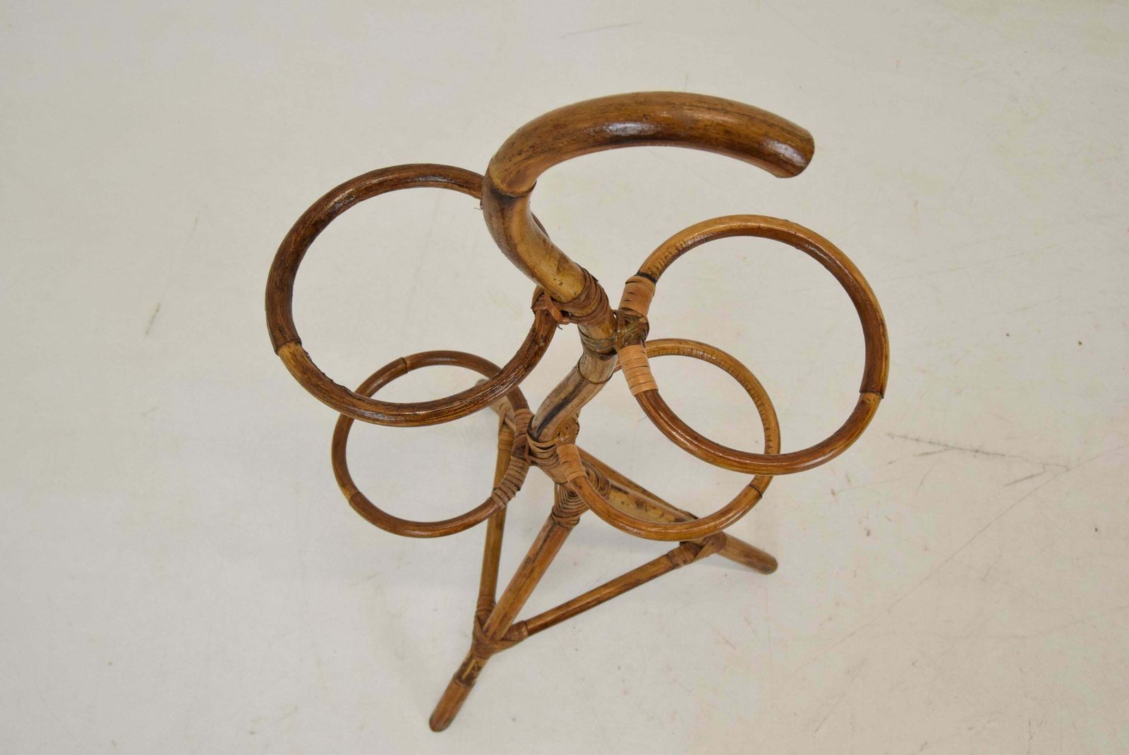 Garden Decor Mid Century Rattan And Bamboo Flower Stand, Bonaccina Attributed,1950's. photo