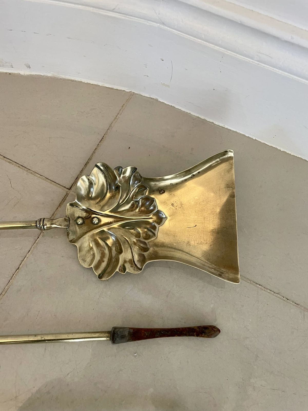 Antique Quality Brass Set Of 3 Fire Irons photo furniture