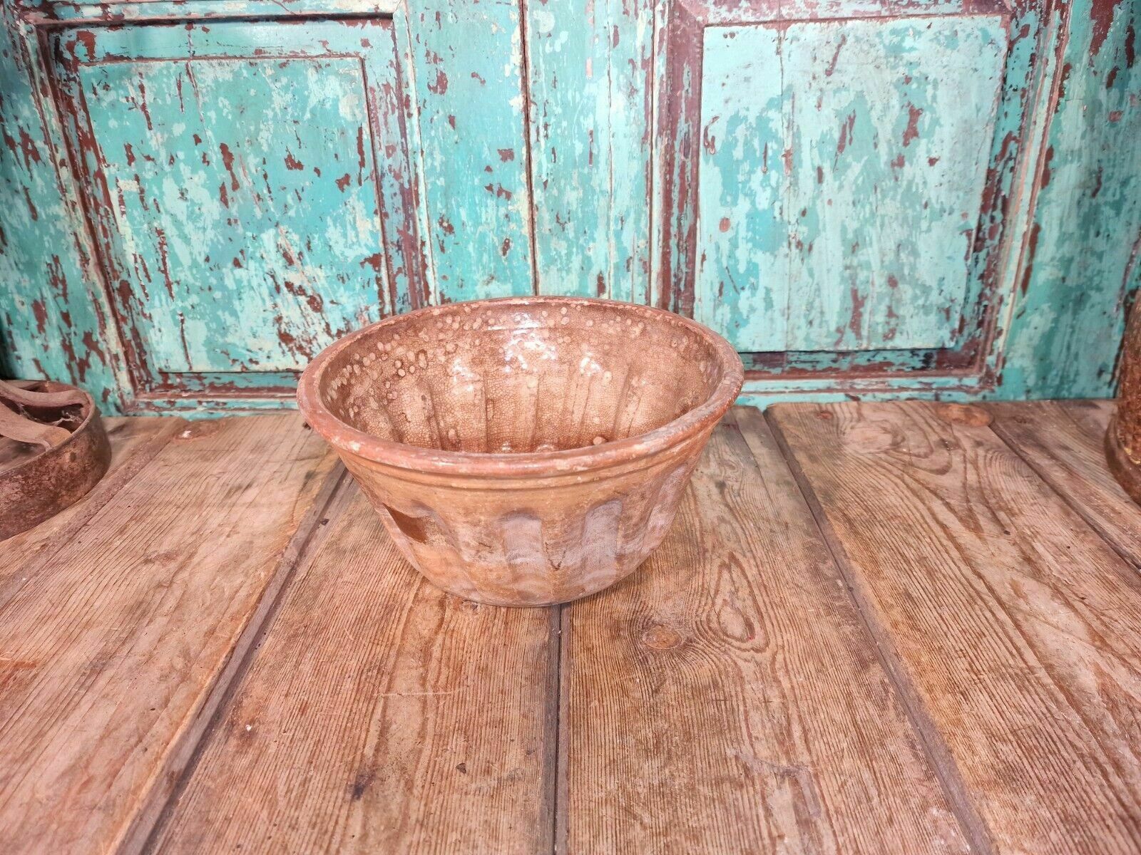 Antique 19th Century French Hand Made Glazed Terracotta Cake Mold Mould photo furniture