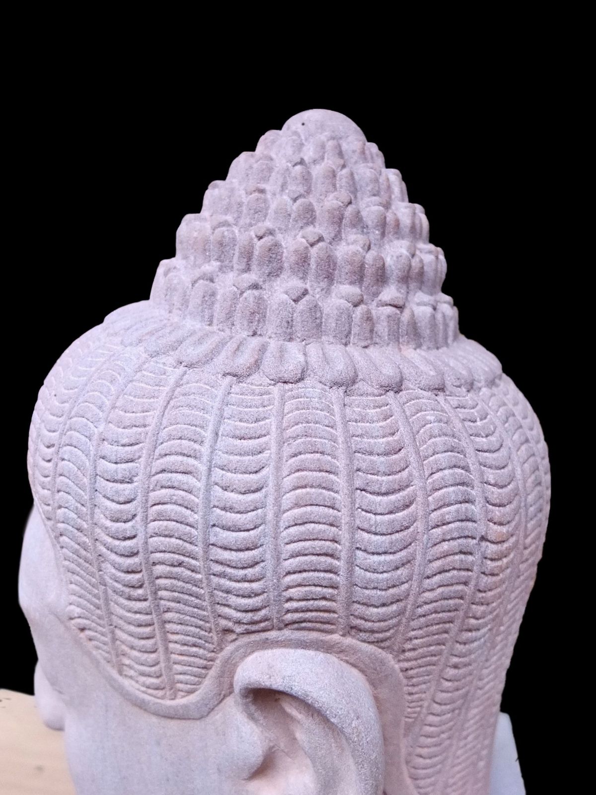 A Large Hand Carved  Stone Khmer Style Head Of Buddha photo 1250.0